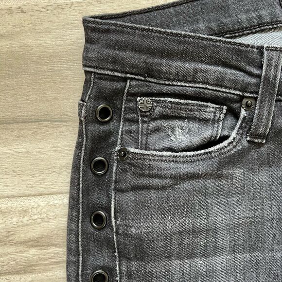 Hudson Black Skinny Jeans With Side Detail and Raw Hem Size 24 or Small - Picture 2 of 3